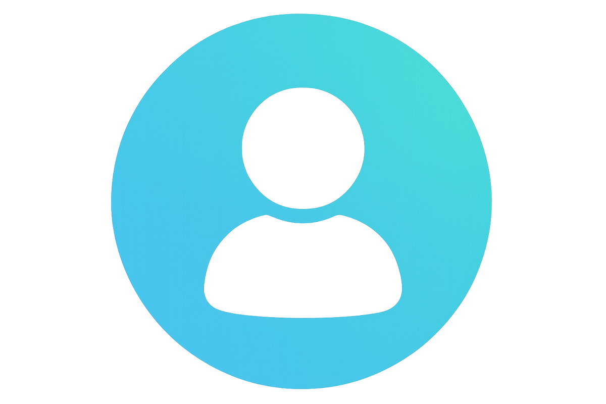 Círculo con emoji de persona dentro. Circulo color zian degradado y emoji blanco. fondo transparente 